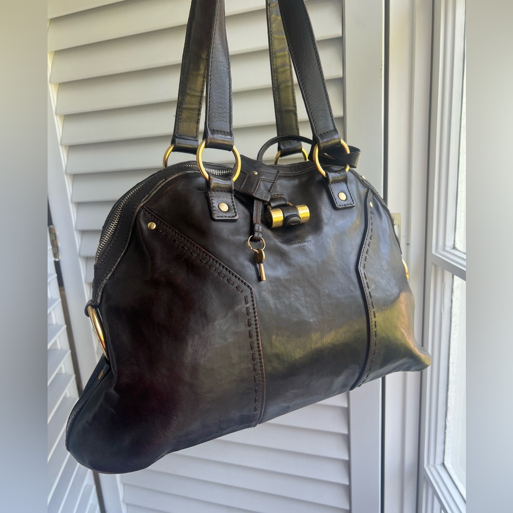 YSL | Yves Saint Laurent Large Muse Leather Handbag | Dark Brown | Authentic